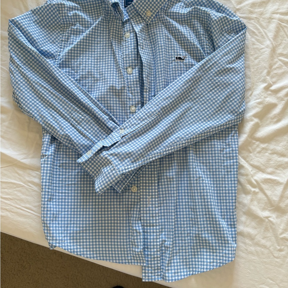 Vineyard Vines Light Blue Checkered Button Down Shirt